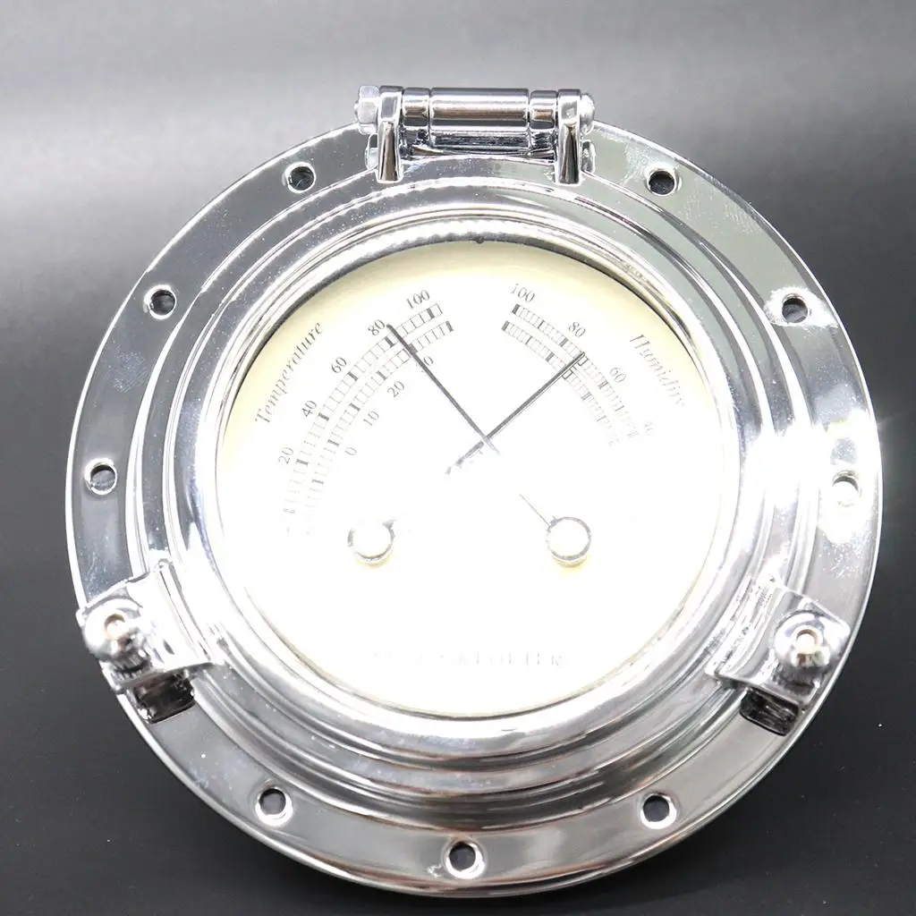 

Круглый серебристый Римский винтажный Измеритель температуры и влажности для яхты