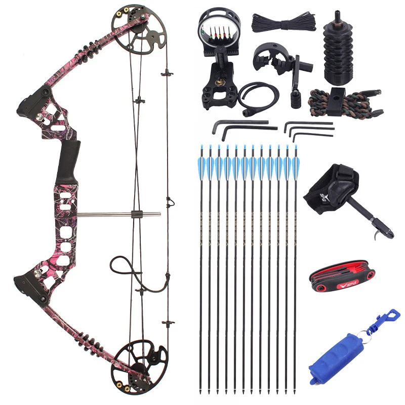 

Комплект регулируемого композитного лука, 20-70 фунтов, универсальный для левой и правой руки, для уличных съемок, тренировок, три цвета на выб...