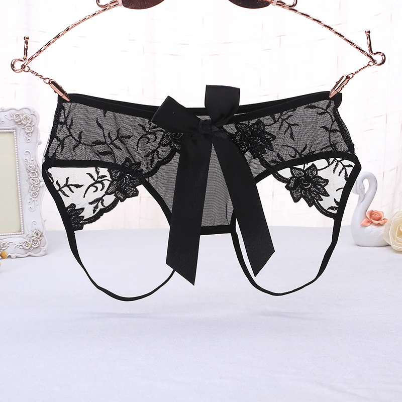 

Женское сексуальное бикини AIIOU, нижнее белье, кружевные стринги, эротические с цветочной вышивкой, T-образный вырез, бант, сетчатые трусы, ниж...