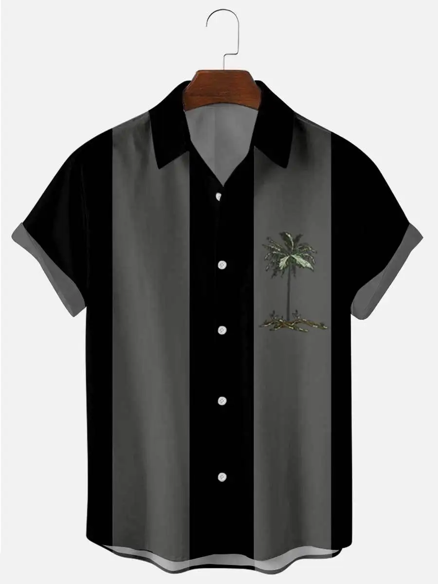 

Мужская летняя рубашка с коротким рукавом, с принтом