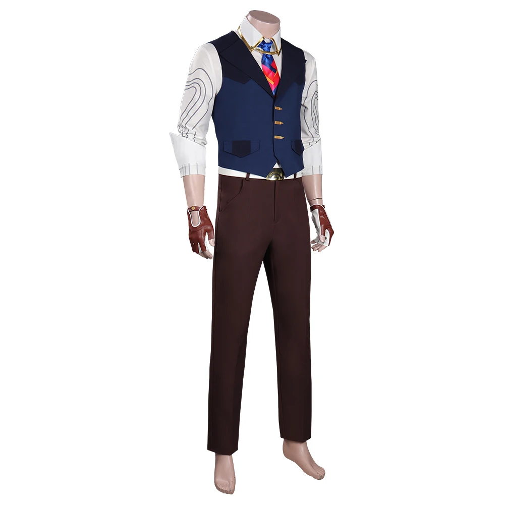 VALORANT Chamber Cosplay Costume Outfits Halloween Carnival Costume Outfits White Shirt Pants Belt Gloves Tie Men Suit New