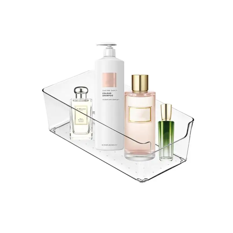 

Vanity Organizer Basket Clear Table Cosmetic Storage Bin Desk Toiletry Box Multifunctional Desk Storage Holder For Lotions