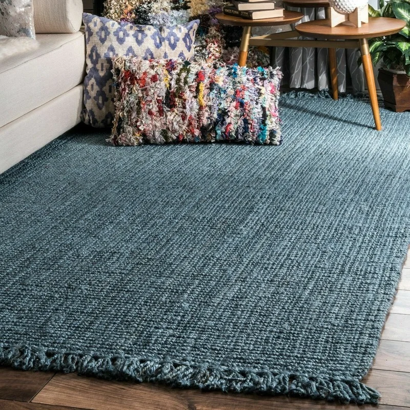 

Blue Rugs and Carpet for Home Living Room Handmade 100% Natural Jute Upholstery Rugs