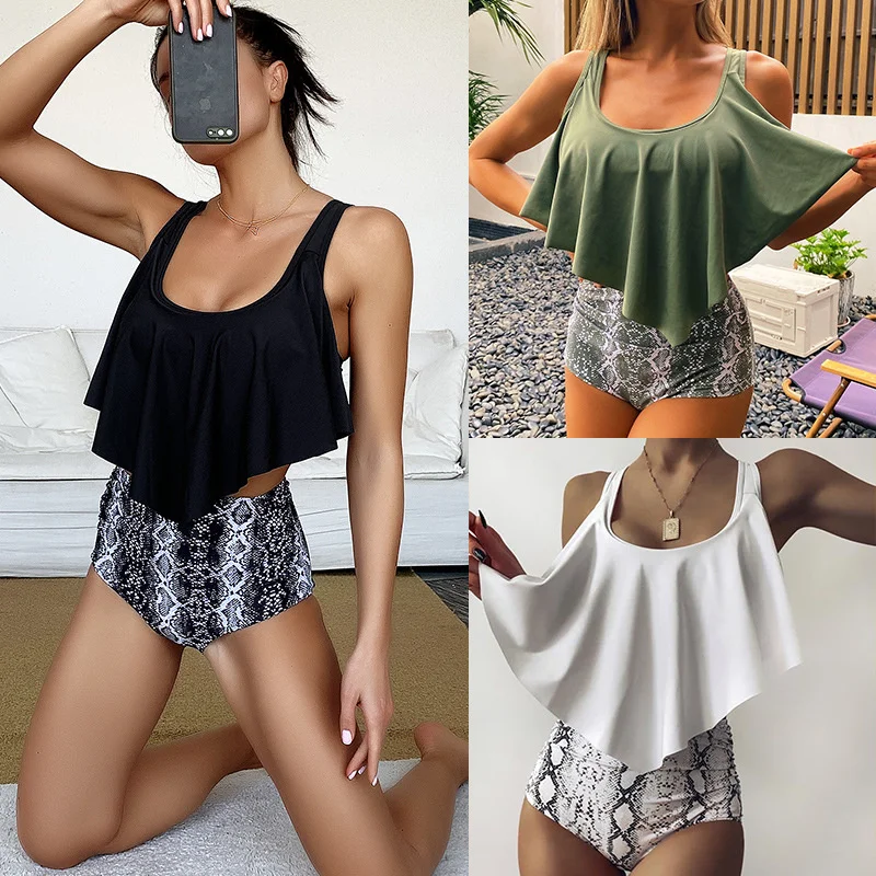 

2022 new Ruffle snake high waist Sexy Bikini Swimsuit swimsuit women