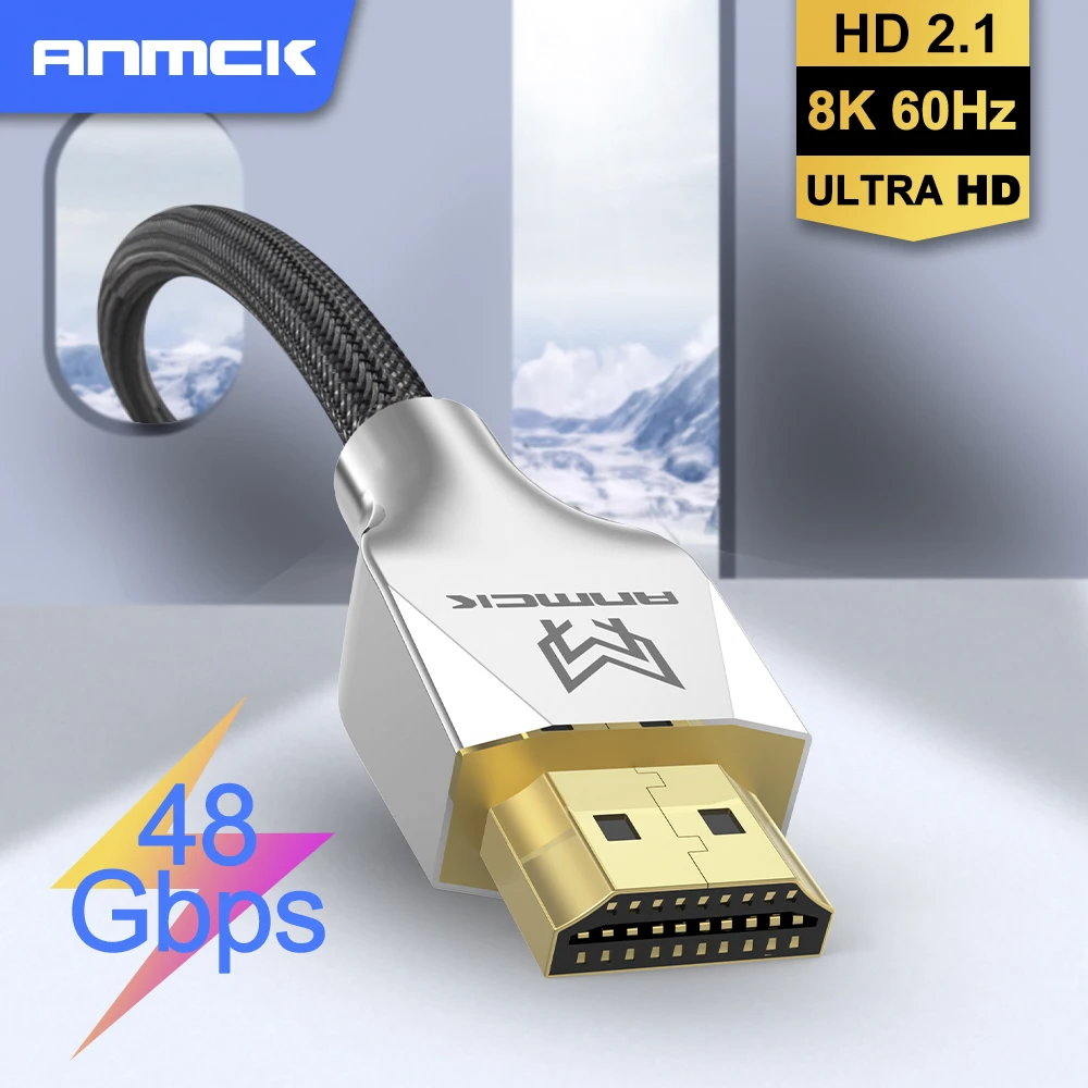 Cable HDMI-compatible 2.1 8K Wire Anmck 8K@60hz 4K@120hz Support ARC 3D HDR Ultra HD for Splitter Switch PS4 TV Box Projector