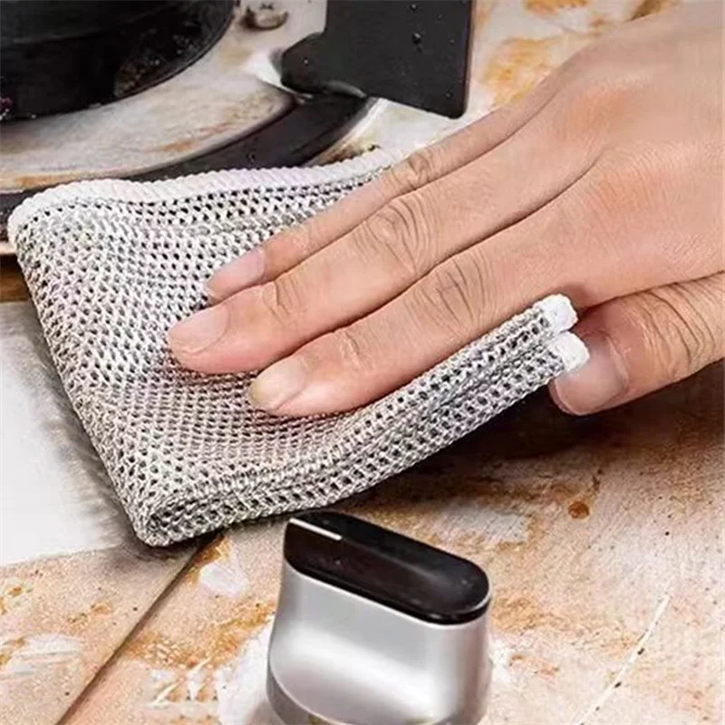 10 Упаковок Волшебной Ткани Для Чистки Двусторонняя Металлическая Проволочная