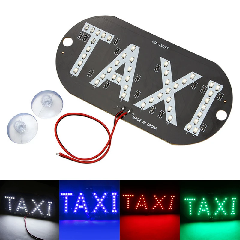 

4 Color Taxi Cab Windscreen Windshield Sign White LED Taxi Light Lamp Bulb