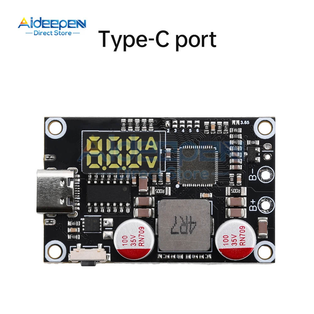 

Светодиодный дисплей 45 Вт 2-6S BMS литиевая батарея Модуль быстрой зарядки Type-C USB Boost Buck Поддержка быстрой зарядки PD/PPS/FCP/QC/SCP 5 В 9 В