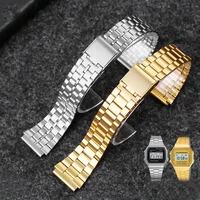 fine steel watchband for casio steel wristband a158 a159 a168 a169 b650 aq230 700 small gold watch series 18mm wristband
