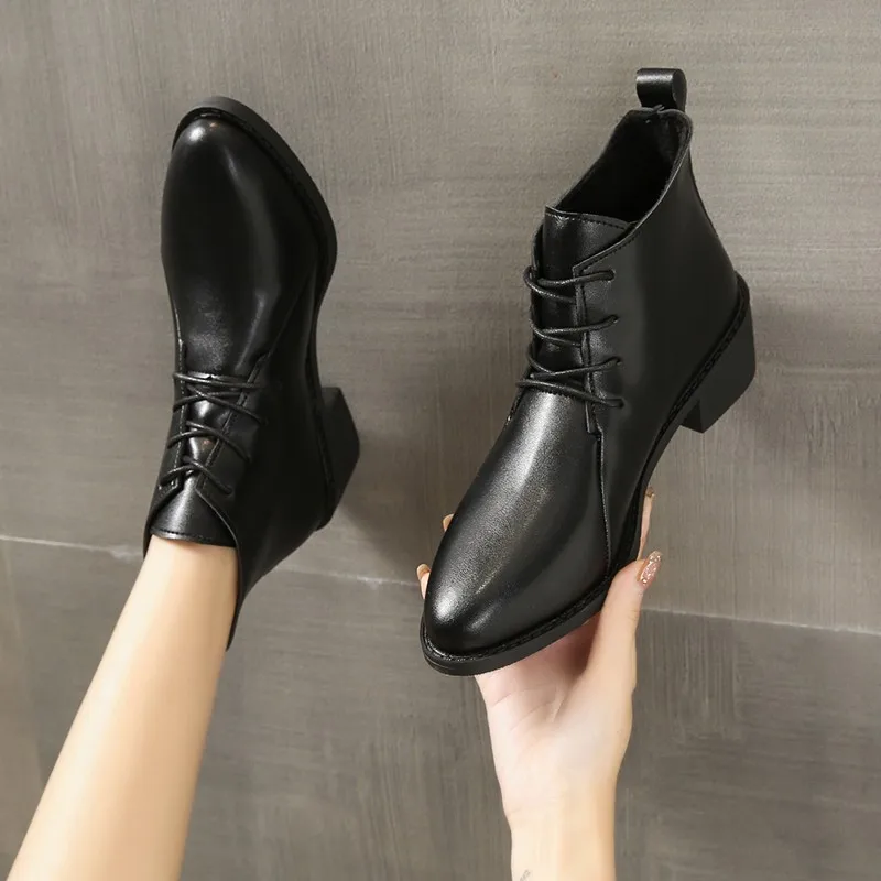 

New Women's Boots Winter British Style Pointed Toe Women's Lace-up Boots Women Boots High Heels 2022 Beautiful and Comfortable
