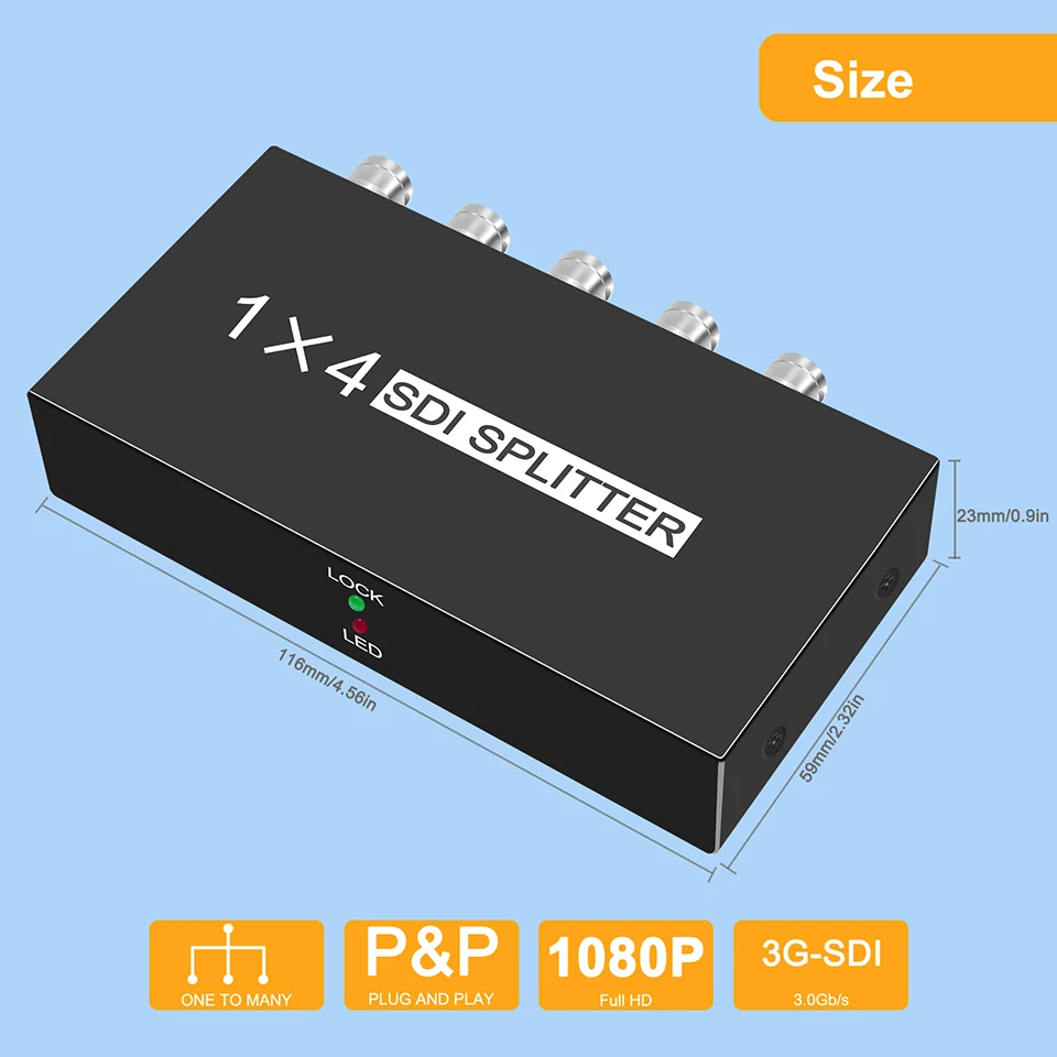 4 порта 1x4 SDI разветвитель 3g HD SD SDI распределительный усилитель видео 1080P ретранслятор разветвитель с вилкой US/ UK/ EU/ AU