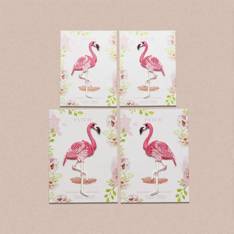 1 Piece Embroidered Flamingo Patch for Kid's Clothes DIY Decoration Animal Repair Hole Big and Small Size