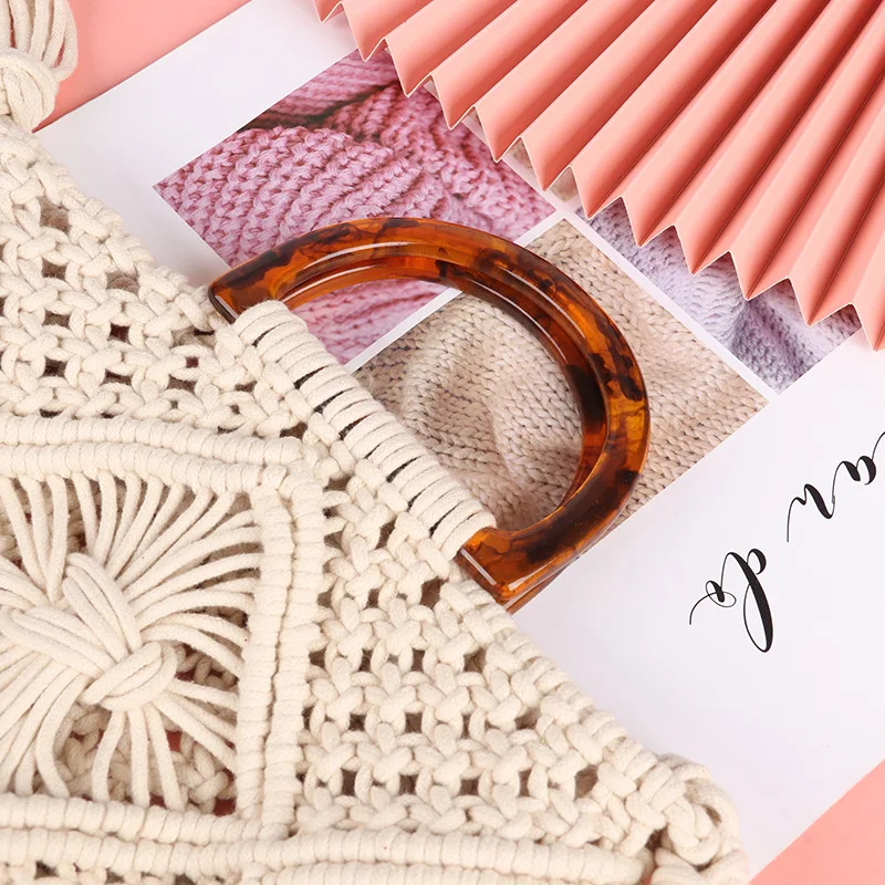 Ручная вязаная крючком женская сумка из хлопчатобумажной нити с кисточками