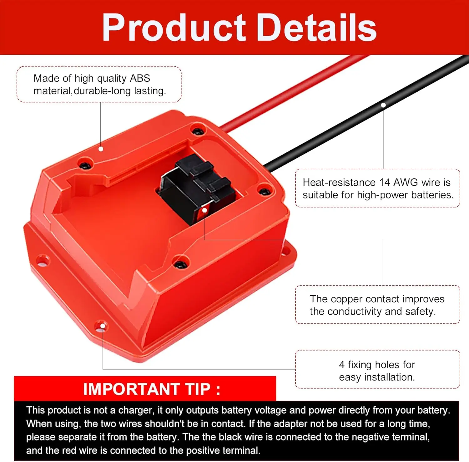 Адаптер для аккумулятора Milwaukee 18 в с проводом 14 AWG