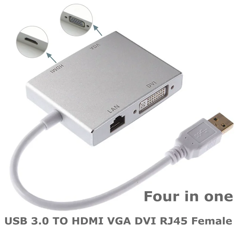 Фото HD 4K USB 3.0 Type-C Mini DP/DP к DVI 24+5 HDMI-совместимый адаптер VGA RJ45 «папа-мама» для ПК, проектора, ноутбука, HDTV №2