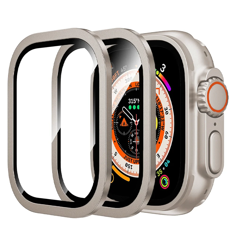 

Screen Protector for Apple Watch Case Ultra 49mm accessories Metal Aluminum Alloy Cover Frame+HD Tempered Glass iWatch ultra 2
