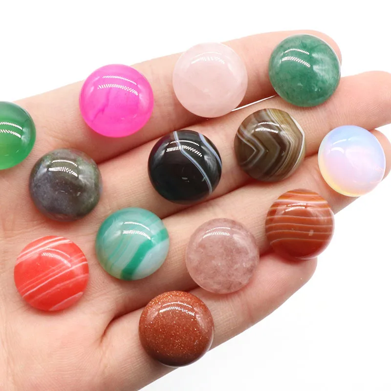 10Pcs 3-14mm Natural Stone Beads Round Loose Beads Cabochon Cameo Fit 3-14mm Blank Ring Base Pendant Tray DIY Jewelry Makeing