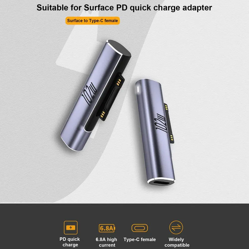 

ForSurface Connect To USB-C Charging Adapter - For MicrosoftSurface Charger Adpater Pro 3/4/5/6/7 Book/Book2 Go (Adapter Only)