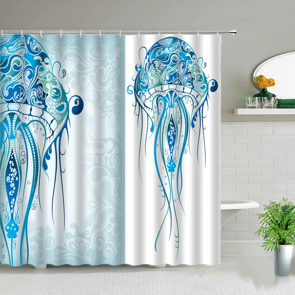 

Штора для душа с изображением морской Медузы