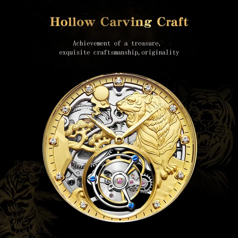 Автоматические роскошные механические часы Aesop настоящие с турбийоном мужские