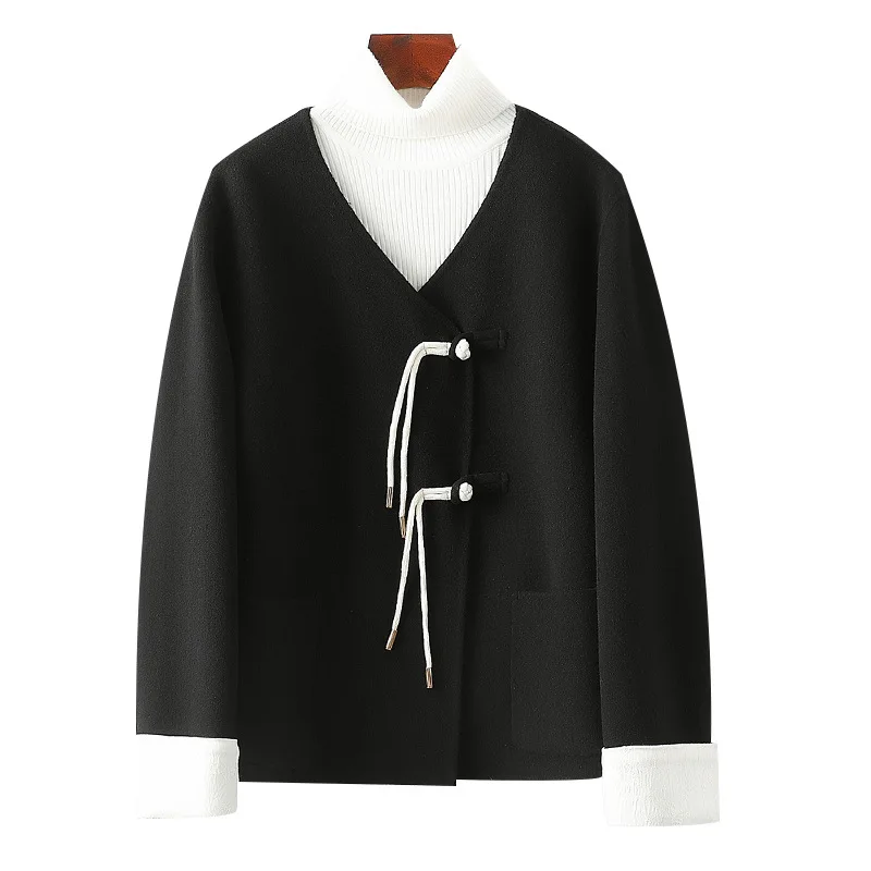 

Double-sided Cashmere Coat Women's Short 2023 Autumn and winter New Chinese Button Slim Fit Small Fragrant Fur Coat Women