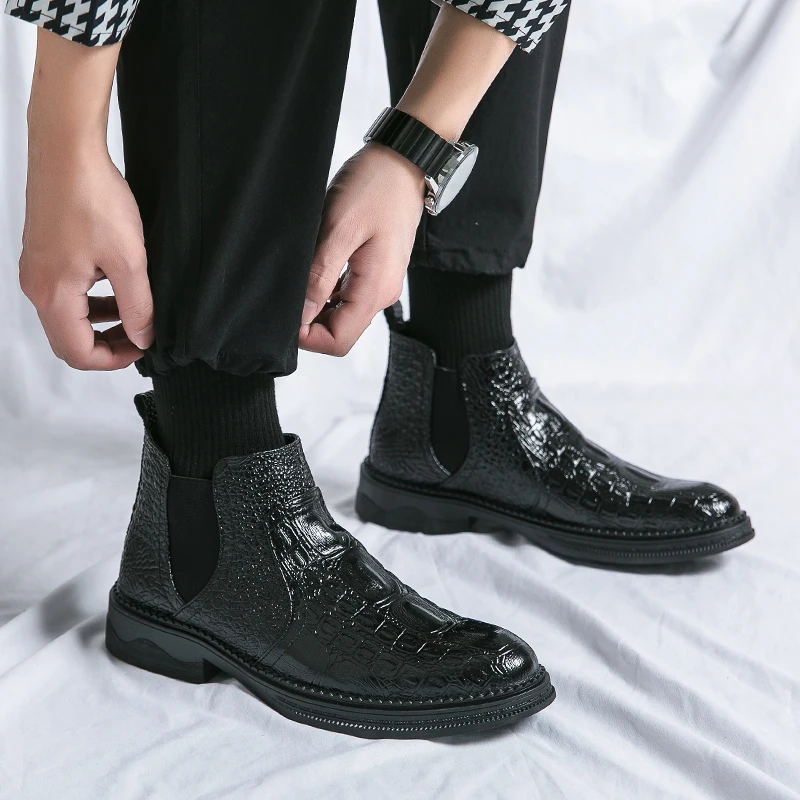 Мужские зимние кожаные ботинки челси высокого качества мужская повседневная