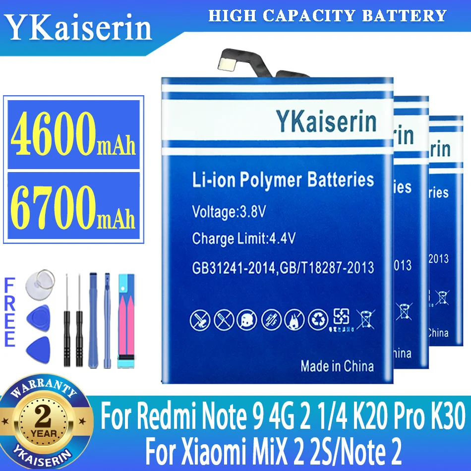 

Аккумулятор ykaisin для Xiaomi MiX 2 2S MiX2 MiX2S/Note 2 Note2 для Xiaomi Redmi Note 9 Note9 4G 2 1 Note2 Note1/4 K20 K20Pro K30