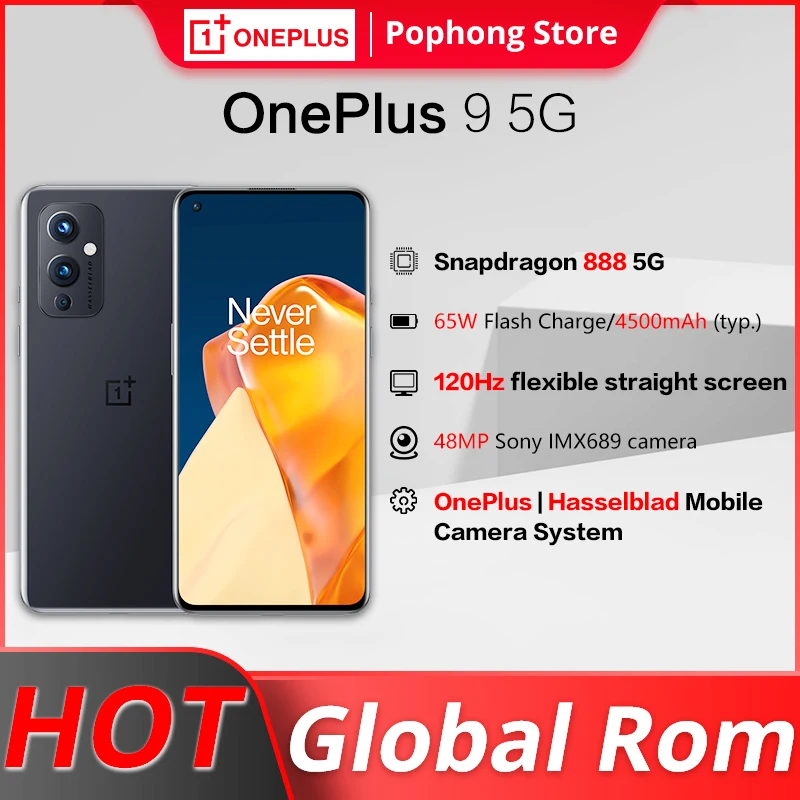 

Global Rom OnePlus 9 5G Smartphone Snapdragon 888 Android 11 6.55'' 4500 mAh 120Hz Fluid AMOLED NFC Mobile Phone