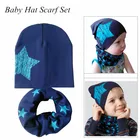 Модные детские шапки 2 шт.компл. осень и зима детская теплая хлопковая шапка-шарф с рисунком звезд