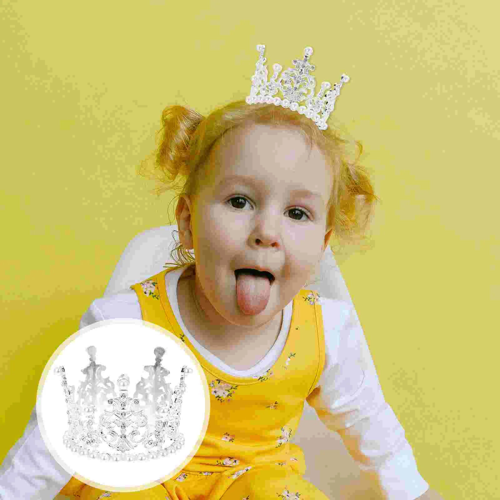 

Cake Tiara Decoration Mini Birthday Topper Gold Kids Shower Crystal Baby Vintage Party Prince Pearl Day Fathers Bridal Cupcake