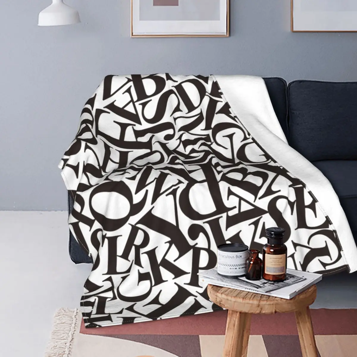 

Vintage Graffiti Fleece Blanket Letters Awesome Throw Blankets for Sofa Bedding Lounge 150*125cm