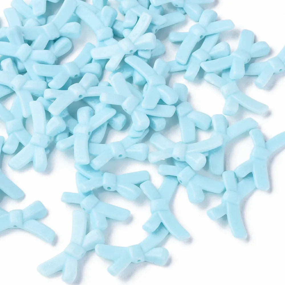 

500g Opaque Acrylic Beads Bowknot Sky Blue 20x34x5.5mm Hole: 1.8mm about 435pcs/500g