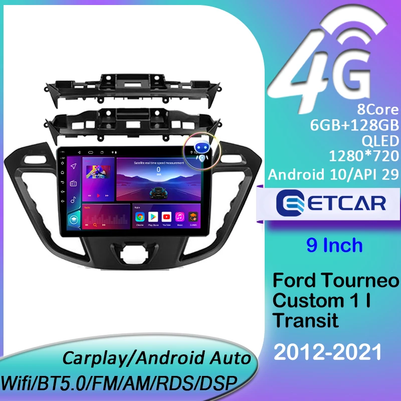 

Автомобильный мультимедийный проигрыватель ETCAR для Ford Tourneo Custom 1 I Transit 2012-2021, Android, 9 дюймов