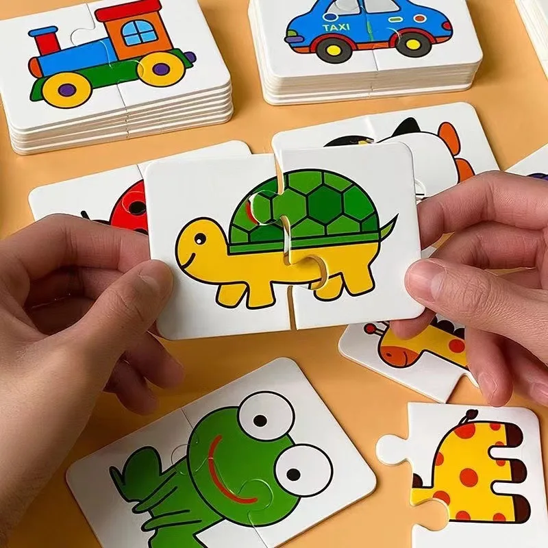 

32PCS Montessori Card Matching Game Puzzle Toys Toddler Early Education Color Shape fruit animal Traffic Cognitive Training Gift