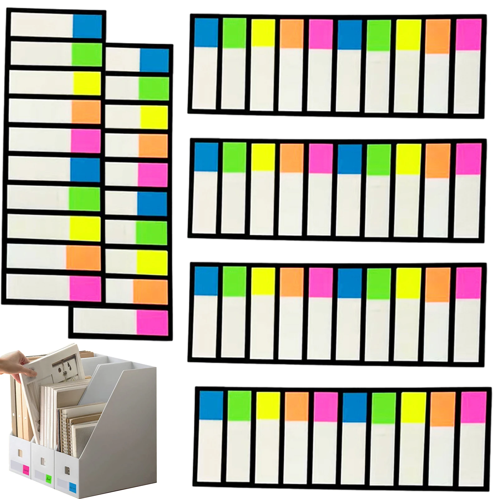 

6 Sets Transparent Annotating Stylish Colored Sticky Tabs Bookmarks Writable Repositionable Classify Files For Books Practical