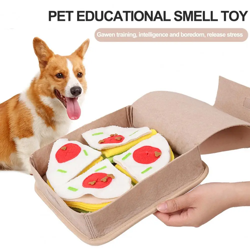

Durable Dog Toy Stress-relieving Pet Sniffing Toy Pizza Box Shape Feeding Mat for Mind-stimulating Dog Snuffle Treat Dispensing