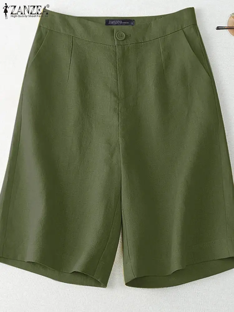 

ZANZEA Fashion High Waist Shorts Summer Casual Loose Pants Female Solid Trousers Woman Vintage Streetwear Harem Palazzo Oversize