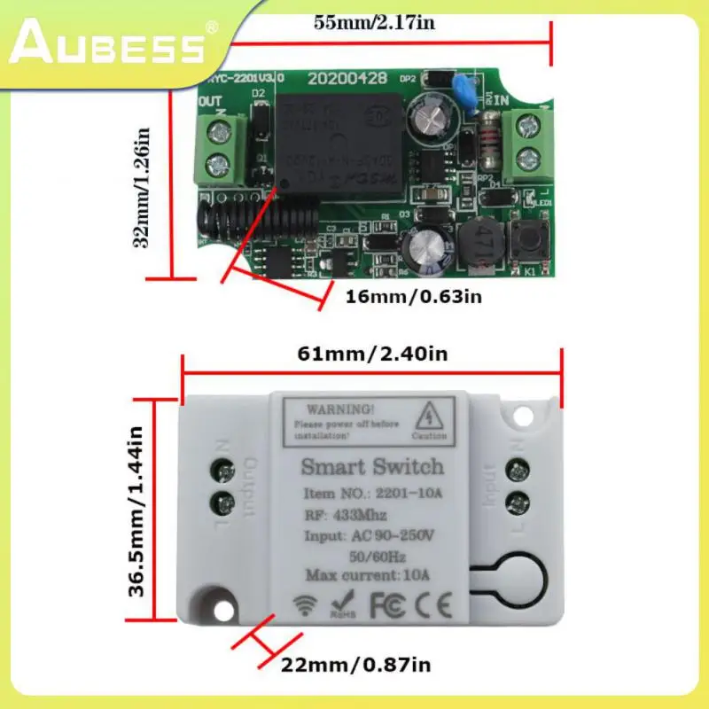 

Portable Wireless Smart Switch Rf 433mhz 220v Mini Relay Receiver Lighting Control Smart Home Accessories Foldable