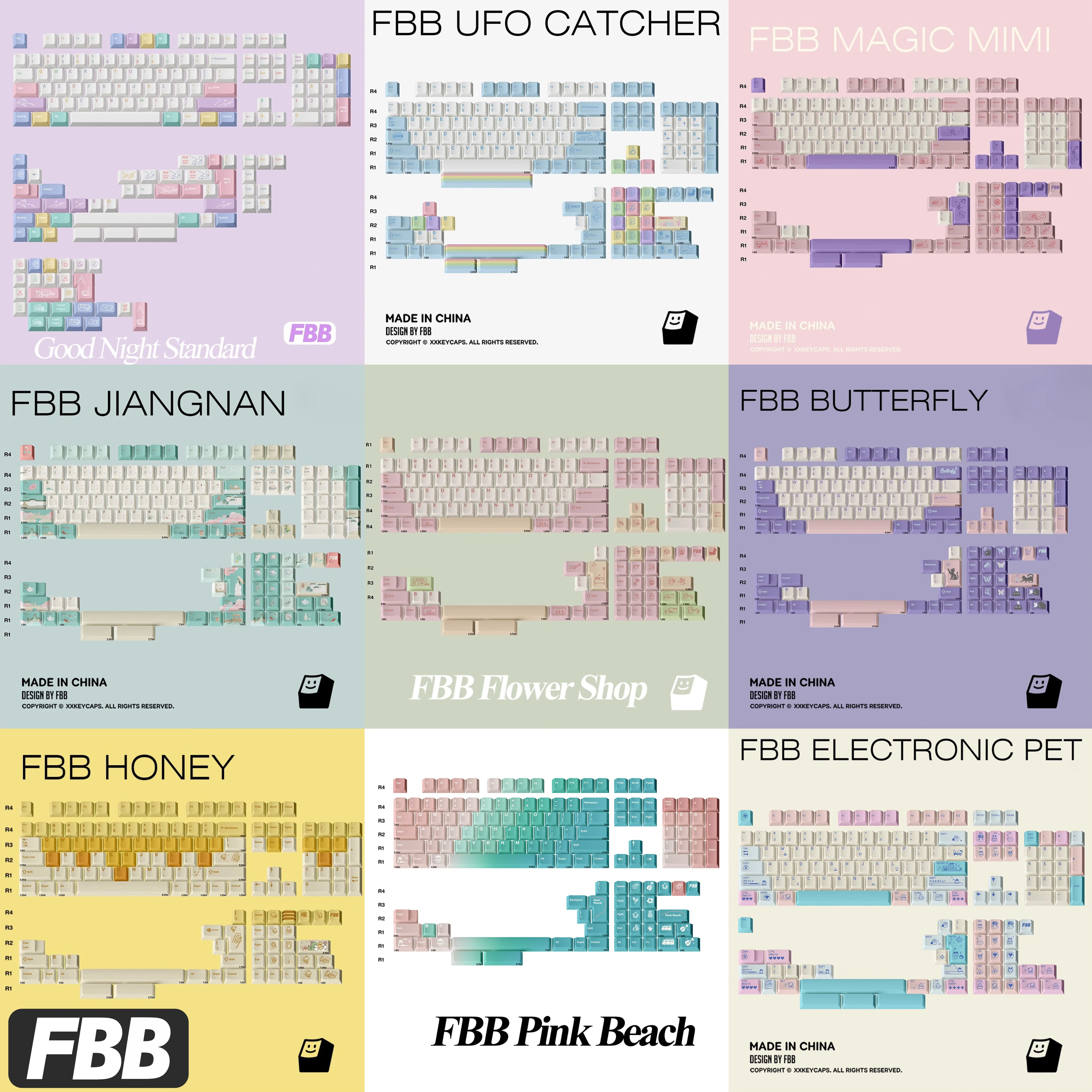 Фото Колпачки для клавиш FBB, разноцветные, милые колпачки из ПБТ, вишневый профиль для переключателей MX, клавиатура, аксессуары для ключей «сделай сам», аксессуары для девочек, женщин, любовника, друзей, подарок №1