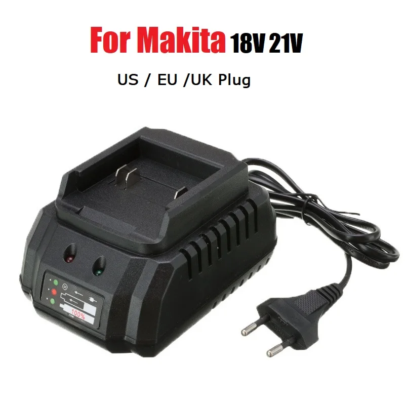 

18V 21V Li-ion Battery Charger Fast Charging For Makita BL1415 BL1815 BL1830 BL1850 Replacement Lithium Battery US/EU/UK Plug