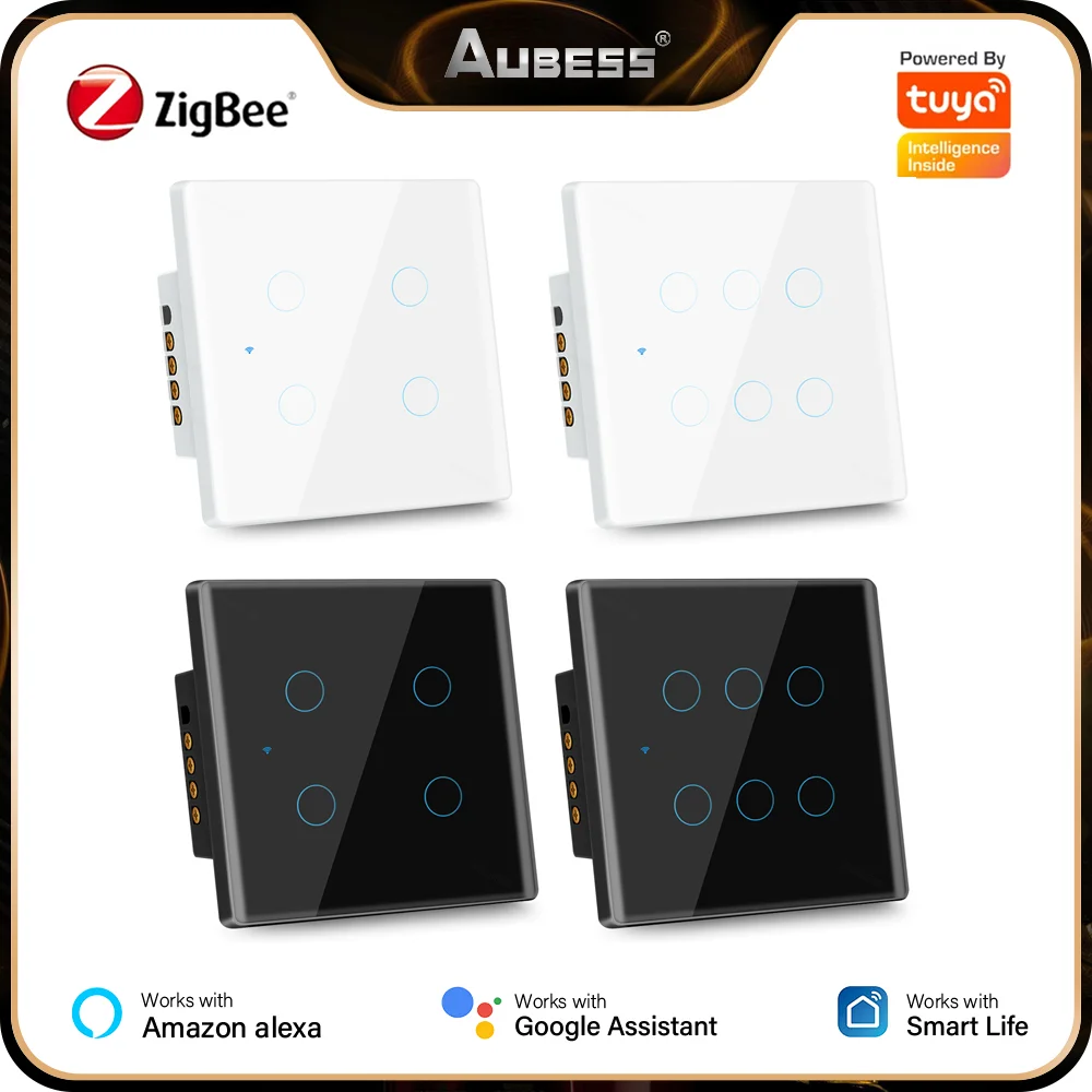 

Умный светильник Tuya Brazil Zigbee 4x4 4/6Gang Smart Touch Panel Настенные переключатели Alexa Smartlife APP Remote & Voice ControlSwitch