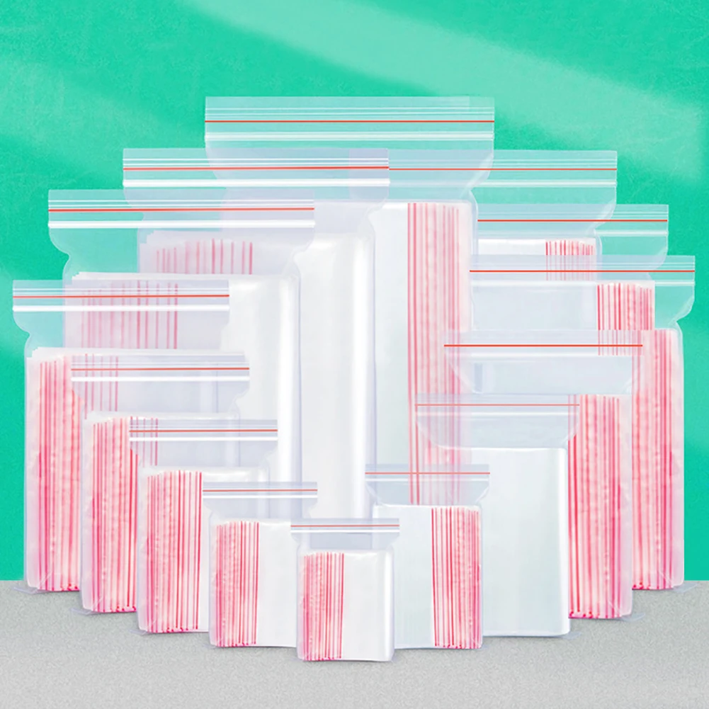 

200pcs High Clear Small Plastic Gifts Jewelry Zip-lock Bag Reclosable Nail Powder Hardware Bracelets Beads Spice Trial Pouches