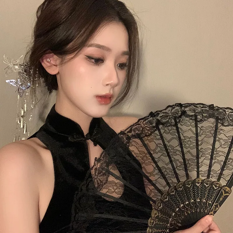 Складной кружевной веер в стиле Лолиты ретро портативный милый сказочный для