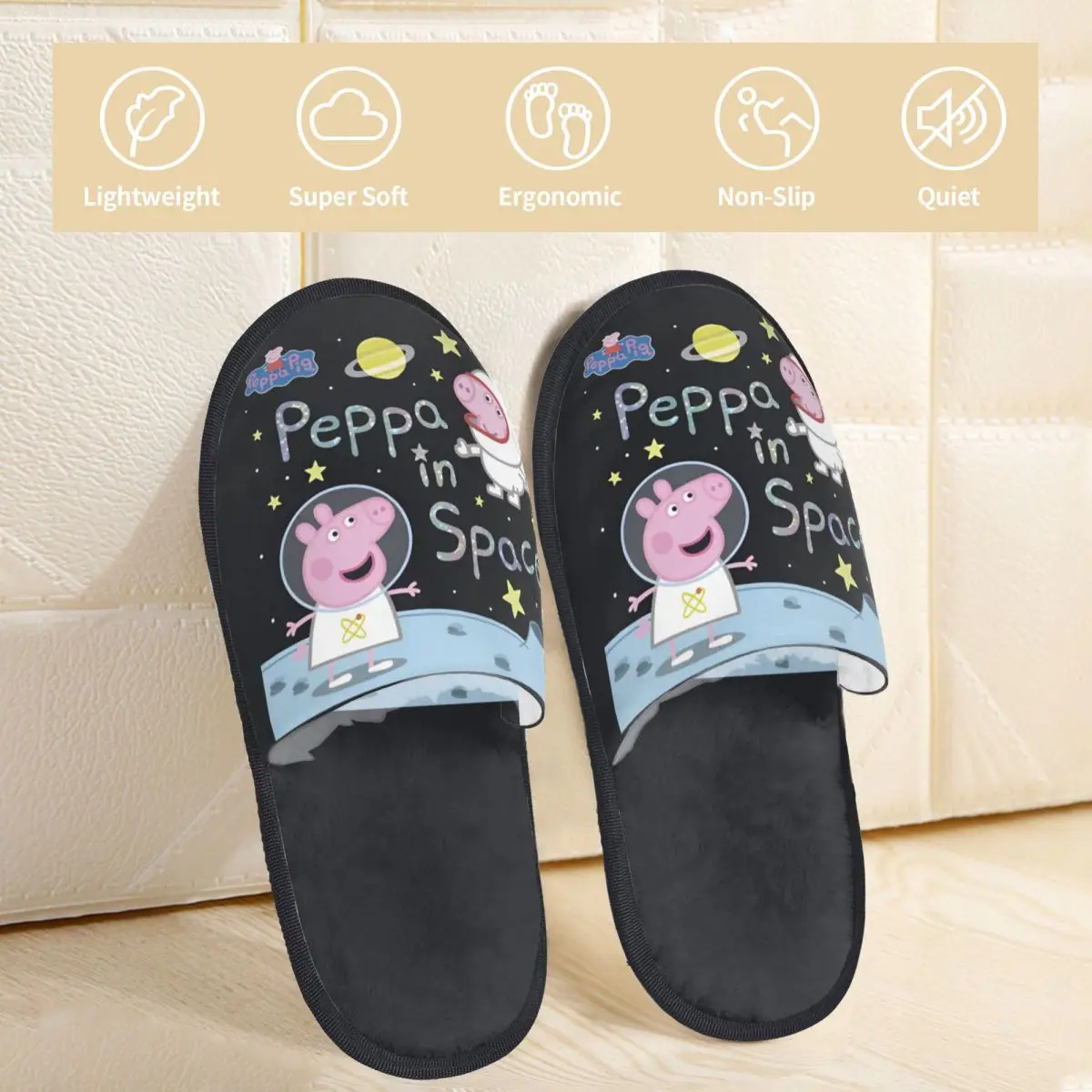 Домашние хлопковые тапочки Свинка Пеппа нескользящие мягкие домашние меховые