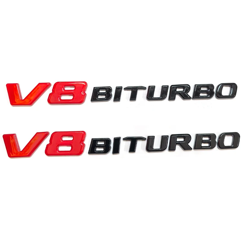 Фото 2 шт. 3D-эмблемы V8 BITURBO, наклейки на боковые крылья автомобиля для MB W204 W205 C63 W212 W213 E63 G63, аксессуары для автостайлинга №3