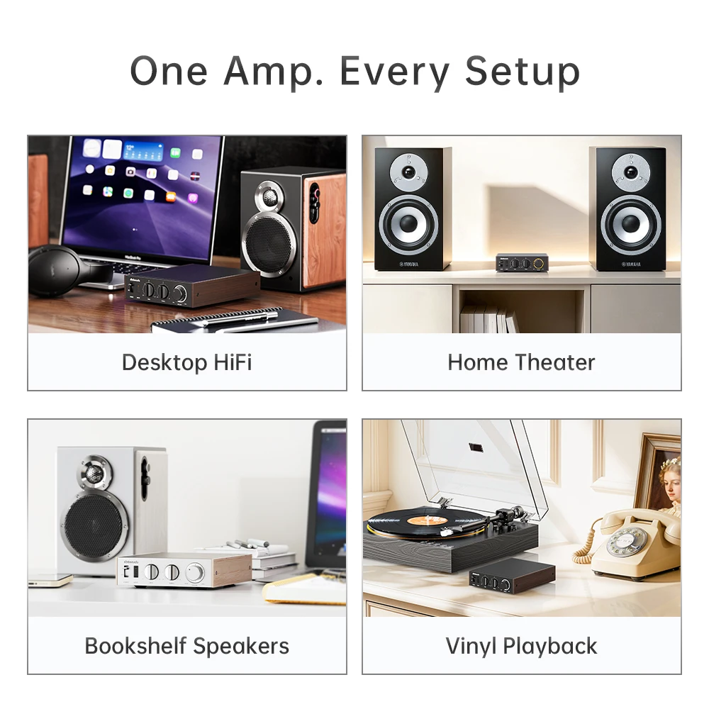 Настольный Hi-Fi Bluetooth-усилитель JadeAudio Level 1 с поддержкой LDAC, 2×300 Вт, класс D, USBкоаксиальный вход для домашнего кинотеатраПК с питанием 48В (art.: 3920da7bab798) - 3920da7bab798