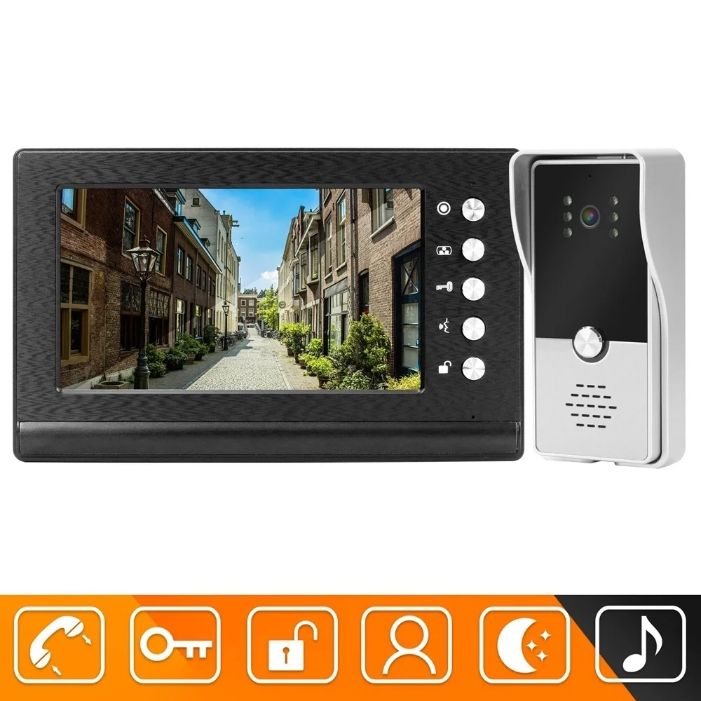 

Wired Video Intercom for Home Door Phone System Apartment Doorbell with Camera 7 Inch Screen Monitor Talk Open 2 Locks