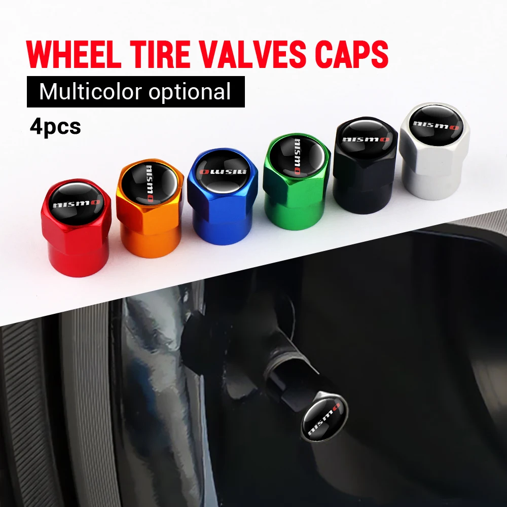 

4PCS Car Styling Metal Badge Wheel Tire Valve Air Stem Caps Cover For Nissan Qashqai J11 J10 Juke X Trail T32 Tiida Leaf Nismo