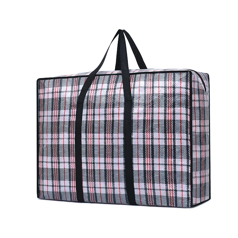 Large Waterproof PP Plaid Woven Bags Portable Thickened Storage Organizing Folders Luggage Bags