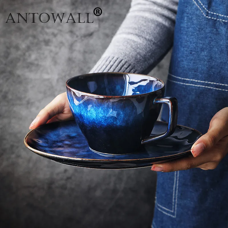 

ANTOWALL One person european-style creative western breakfast tableware set household ceramic plate milk cup oatmeal bowl